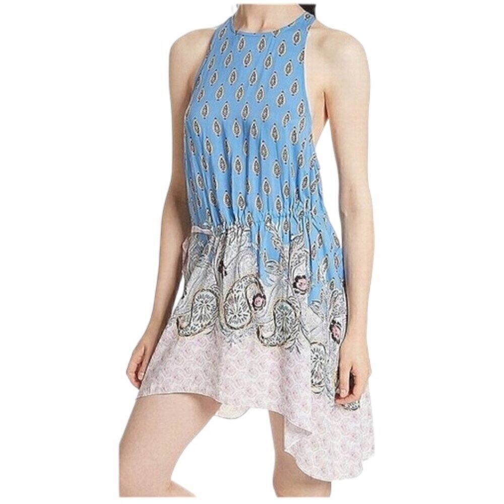 Intimately Free People Blue Pink Paisley Rendezvous Girl High Low Slip Dress XS